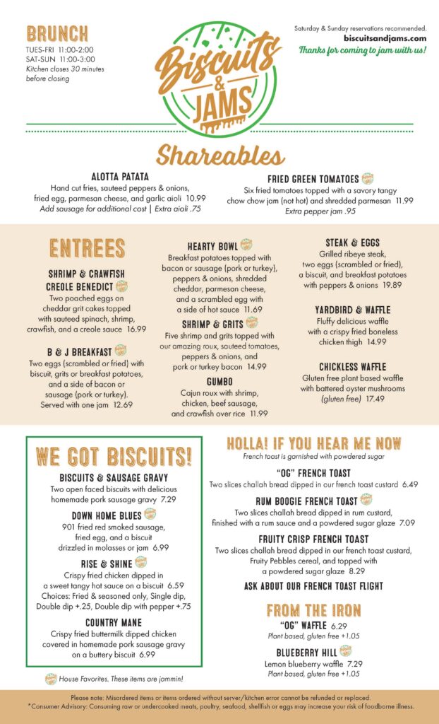 Menu Biscuits And Jams